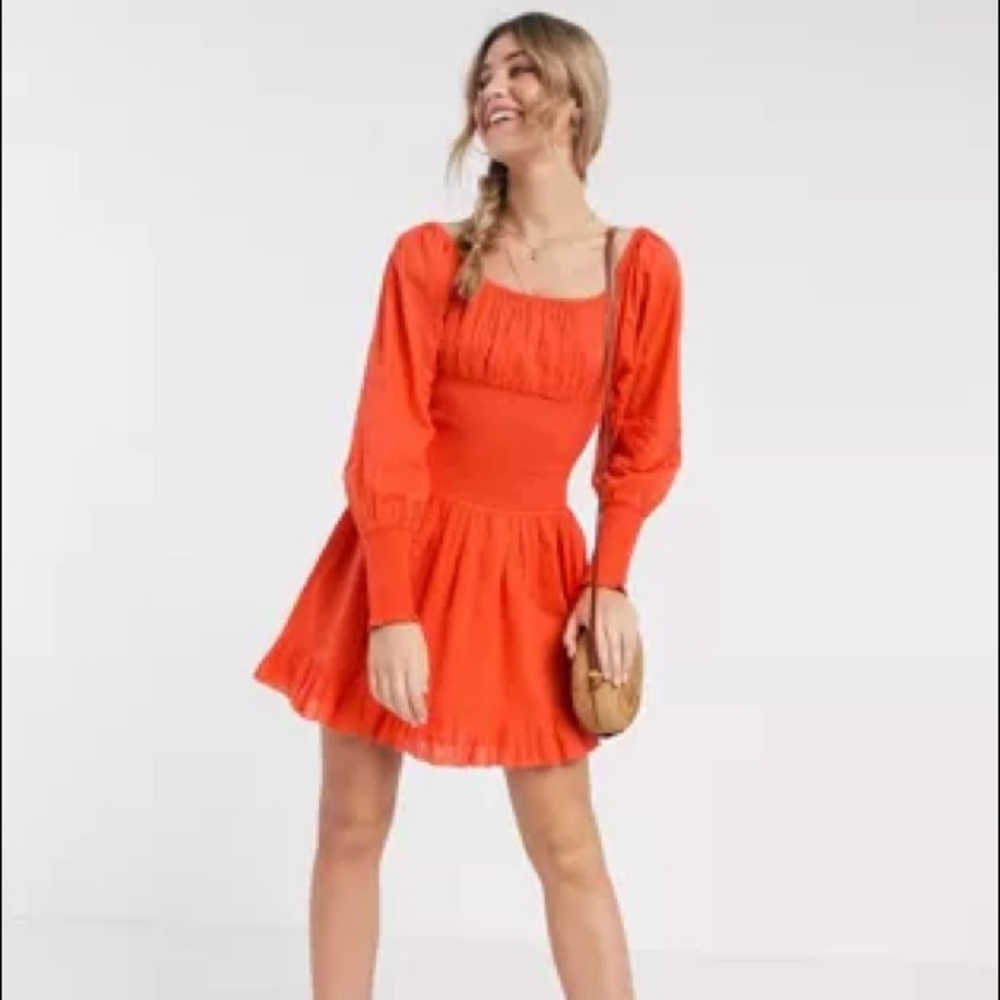 cleobella azure shirred waist square neck mini dress